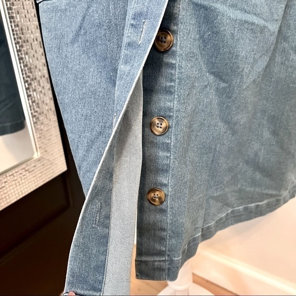 Women’s Overall Button Down Jumper Dress with Belt & Front Pockets Size 1X - Picture 2 of 8